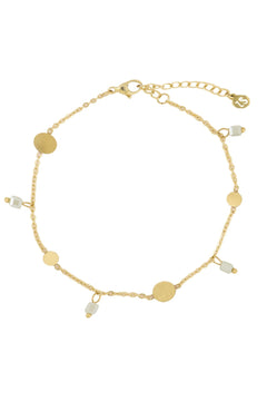 Armband met rondjes saliegroen/goud