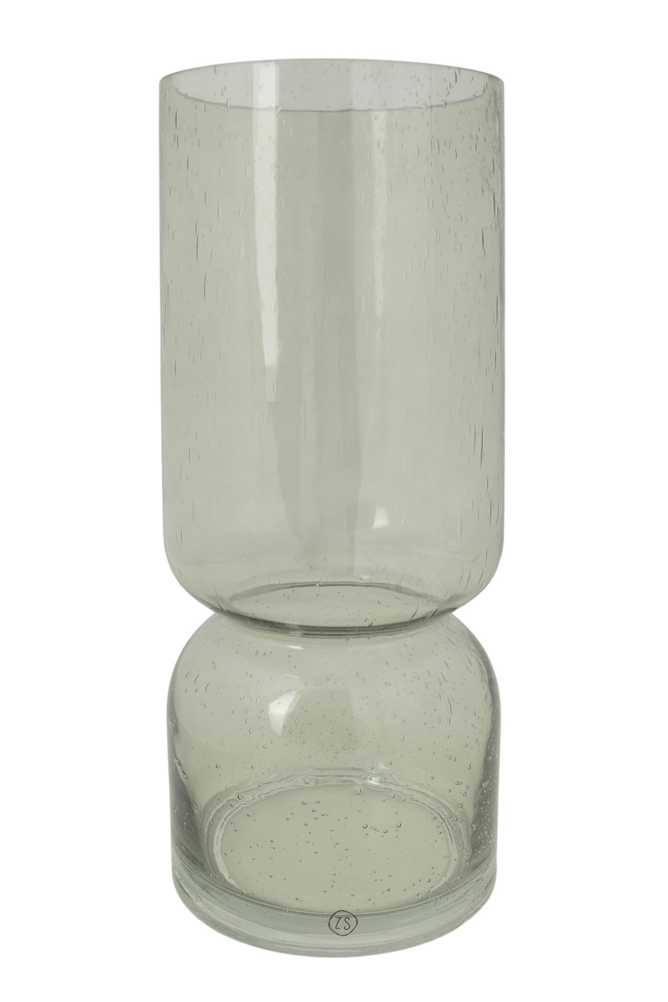 Glazen vaas met bubbeltjes - L - olijfgroen