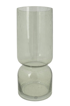 Glazen vaas met bubbeltjes - L - olijfgroen