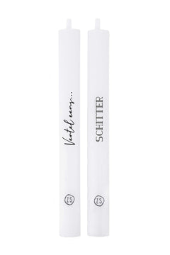 Set van 2 rustieke kaarsen 'schitter'/'vertel eens'