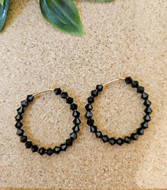 Tiny hoops 30mm - black stones
